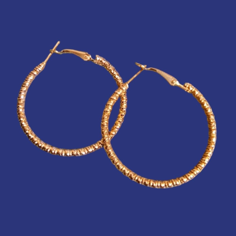 3 For 15 Gold Hoop Metal Earrings NEW